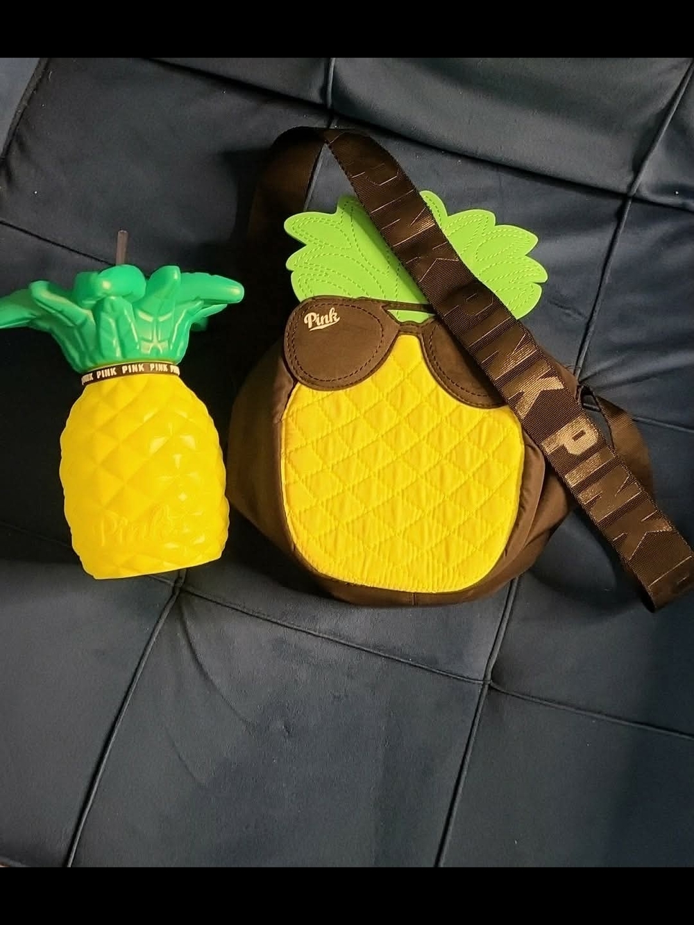 PINK Victoria's Secret Pineapple Crossbody Bag in Yellow, Green & Brown